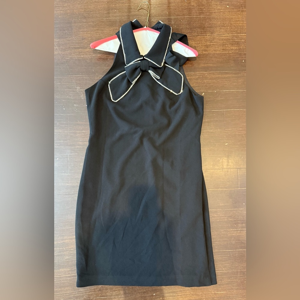 Trina Turk Black Sleeveless Bow-Accent Mini Dress